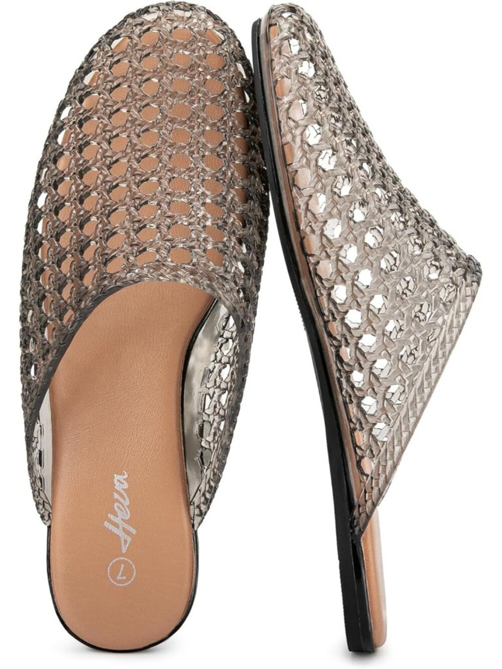 Women's Ash Gray Clear Mesh Hollow Slip On Closed Toe Jelly Casual Flat Sandals